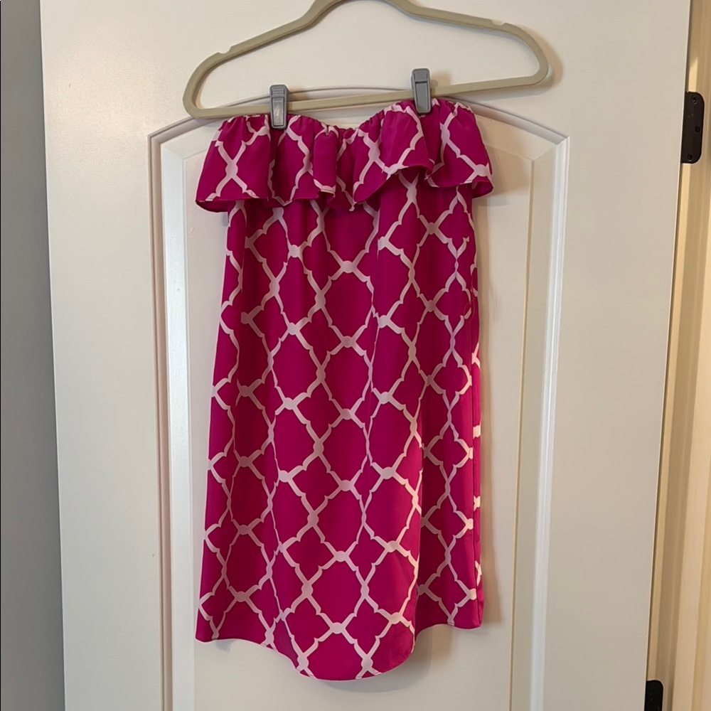 Alice & Trixie Fuchsia and Ivory Strapless Dress